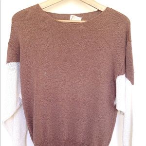 Cute Diagonal 2 Toned Knit Sweater